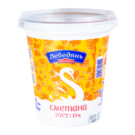 БЗМЖ сметана Лебедяньмолоко 15% жирности стакан 300 г
