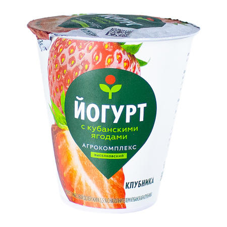 БЗМЖ Йогурт с наполнителем Кубанская клубника 3,5% 300гр