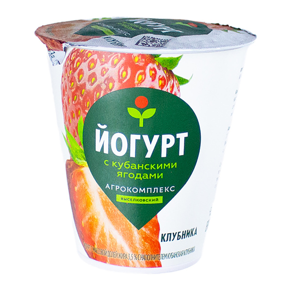 БЗМЖ Йогурт с наполнителем Кубанская клубника 3,5% 300гр