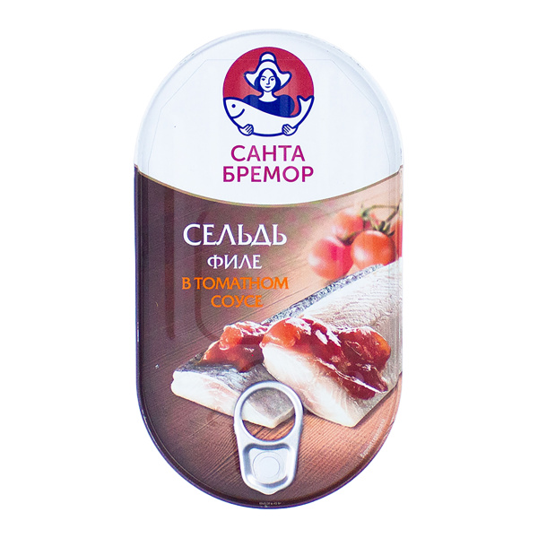 Сельдь атлантическая филе в томатном соусе Санта бремор 175гр