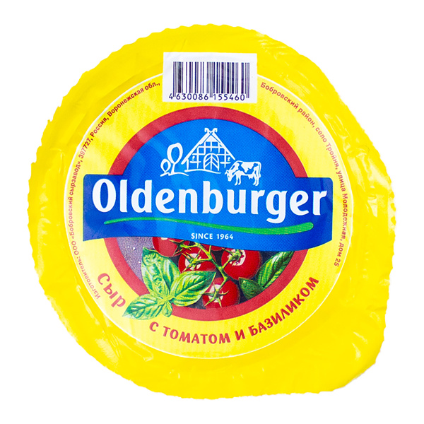 БЗМЖ сыр с томатом и базиликом oldenburger 50% цилиндр 350 гр