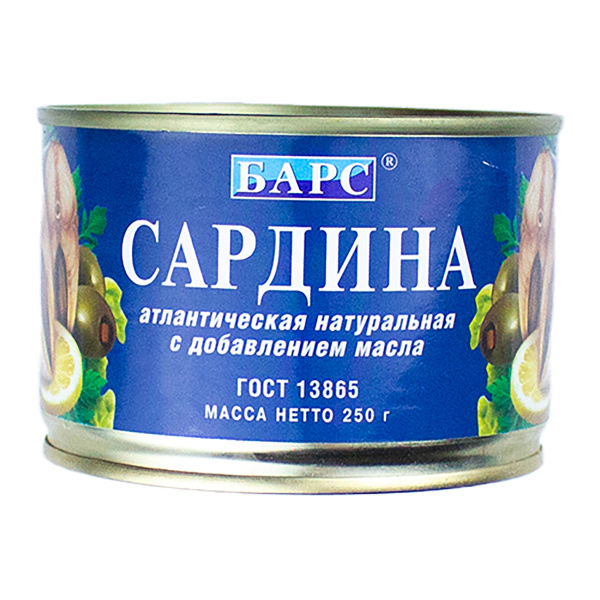Сардина атлант с д/м ключ барс 250г