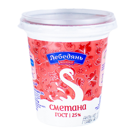 БЗМЖ сметана Лебедяньмолоко 25% жирности стакан 300 г